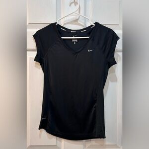 Nike Miler Dri-FIT  Top Women's Short Sleeve Sz S V-Neck Athletic Black Running